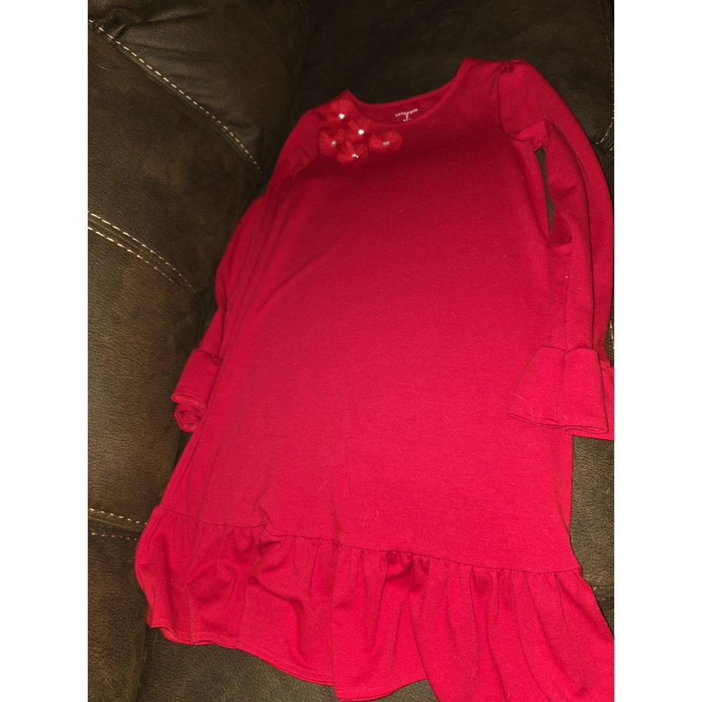 Land's end red dress with flowers size large 10 12